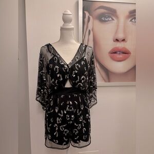 ASOS Romper Black Shimmer with Sequins Size 2